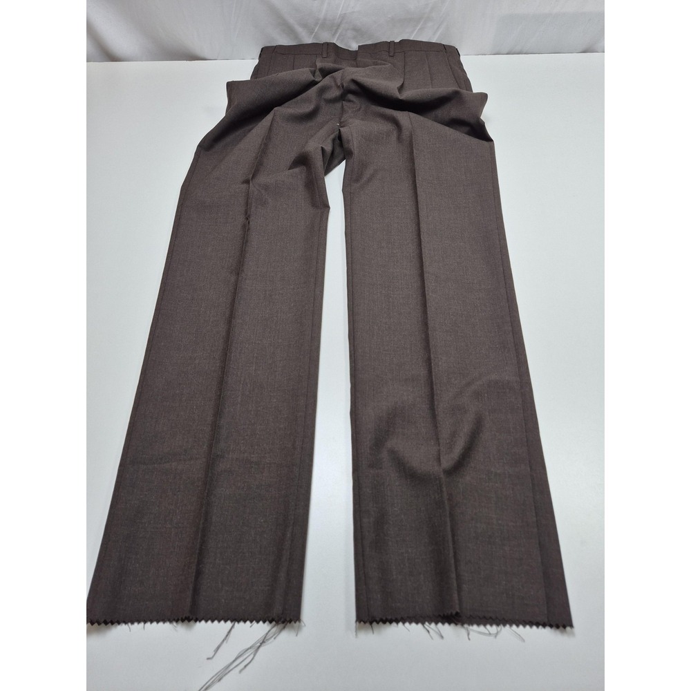 Norm Thompson Auto-Sizer Dress Pants Mens 36x36 Brown Wool Pleated Unhemmed USA